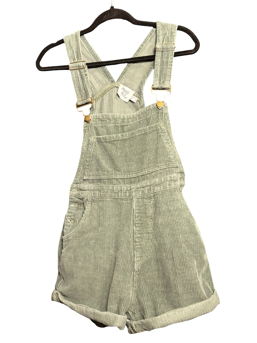 Princess Polly Corduroy Short Overalls - Sage Green